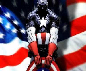 Puzzle Το superhero Captain America είναι ένα πατριωτικό και ένας εμπειρογνώμονας σε στενή καταπολέμηση της